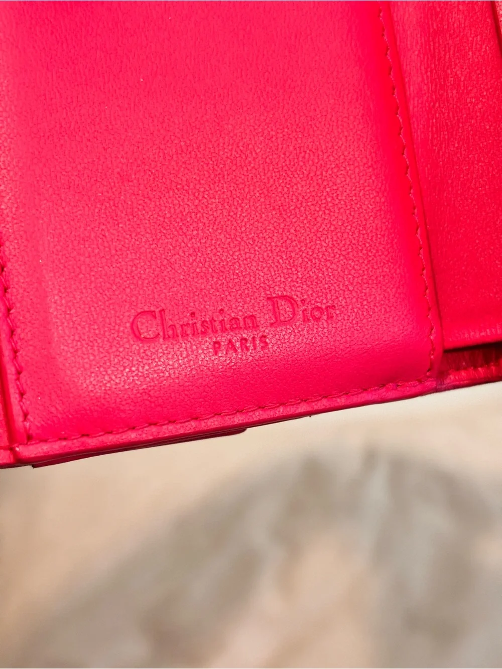 Christian Dior Lady Dior Lotus Pink Lambskin Leather Trifold Wallet